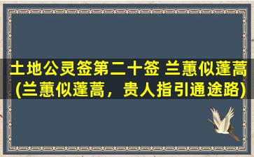 土地公灵签第二十签 兰蕙似蓬蒿(兰蕙似蓬蒿，贵人指引通途路)